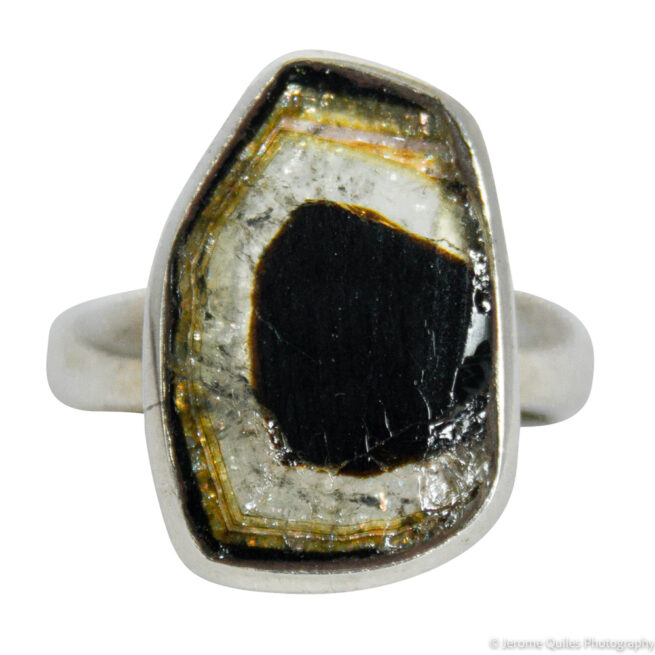 Yellow Black Watermelon Tourmaline Ring