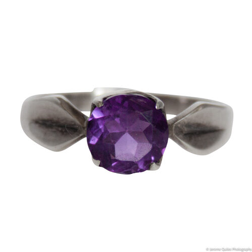 Amethyst Ring Silver Prong Setting