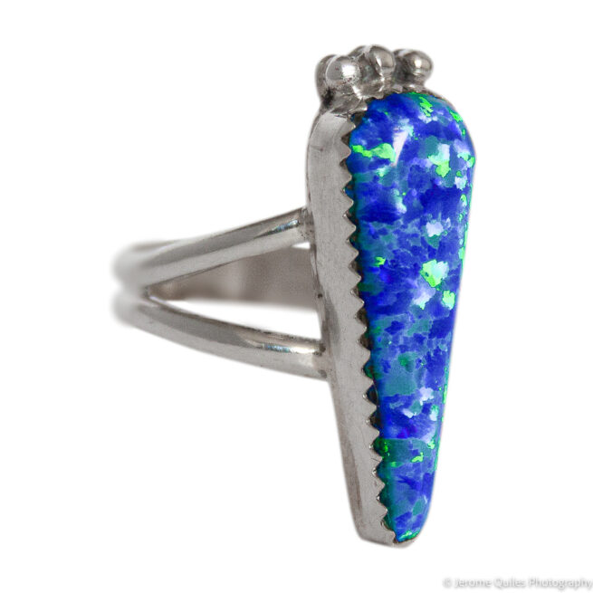 Blue Green Triangular Opal Ring - Image 2