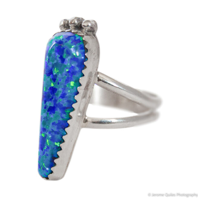 Blue Green Triangular Opal Ring - Image 3