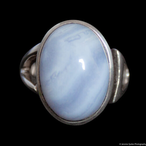 Bague Agate Dentelle Bleue Anneau Ouvert