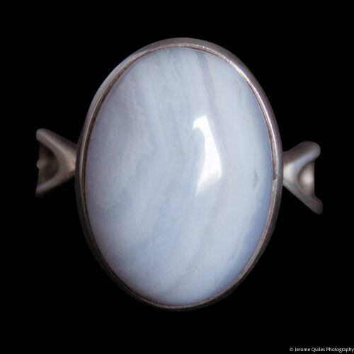 Bague Argent Agate Dentelle Bleue