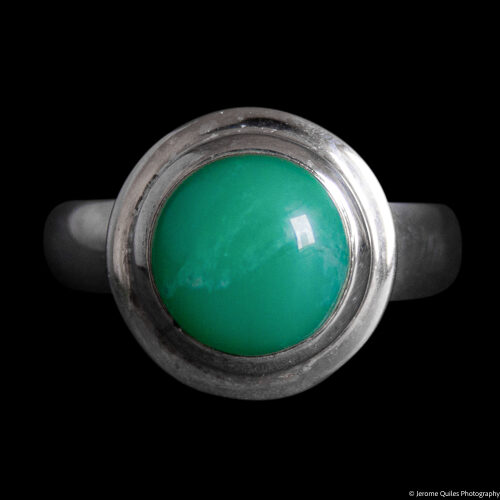 Bague Chrysoprase Bordure Argent