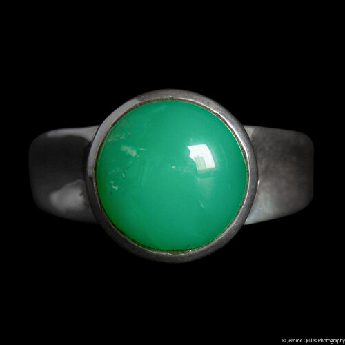 Chrysoprase Silver Ring Tapered Setting