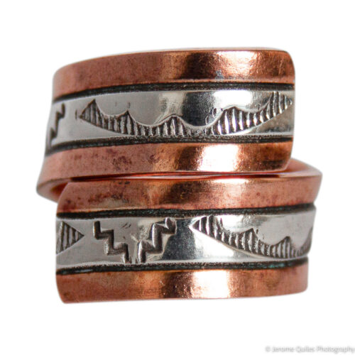 Copper Wraparound Ring Etched Design