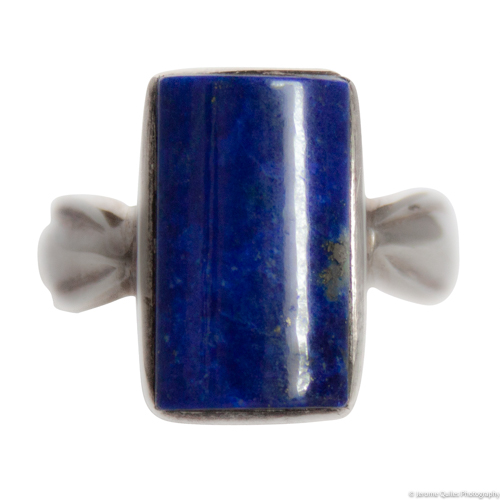 Curved Lapis Lazuli Silver Ring