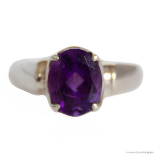 Dark Faceted Amethyst Silver Ring