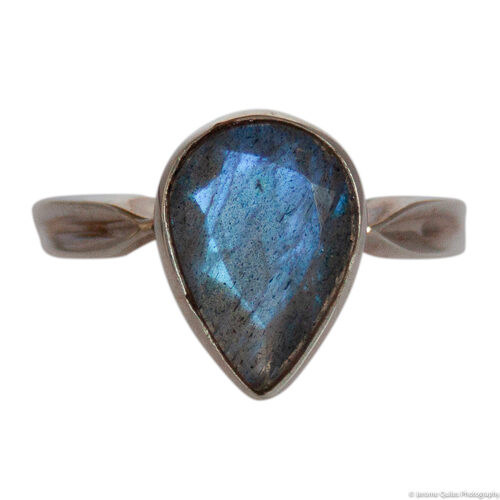 Faceted Labradorite Teardrop Silver Ring