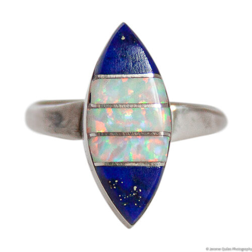 Lapis Opal Vesica Piscis Ring