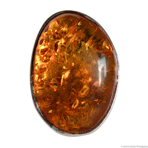 Large Baltic Amber Silver Ring