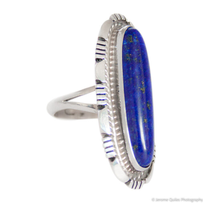 Bague Argent Lapis Lazuli Longue – Image 2