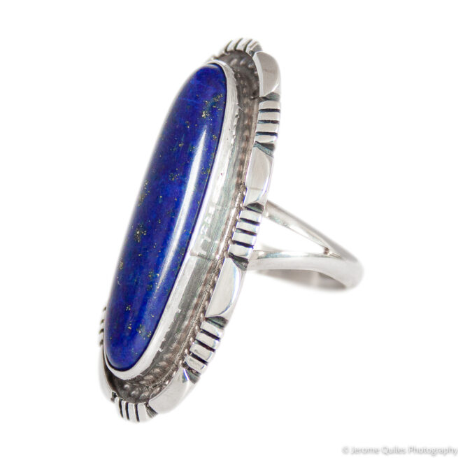 Bague Argent Lapis Lazuli Longue – Image 3