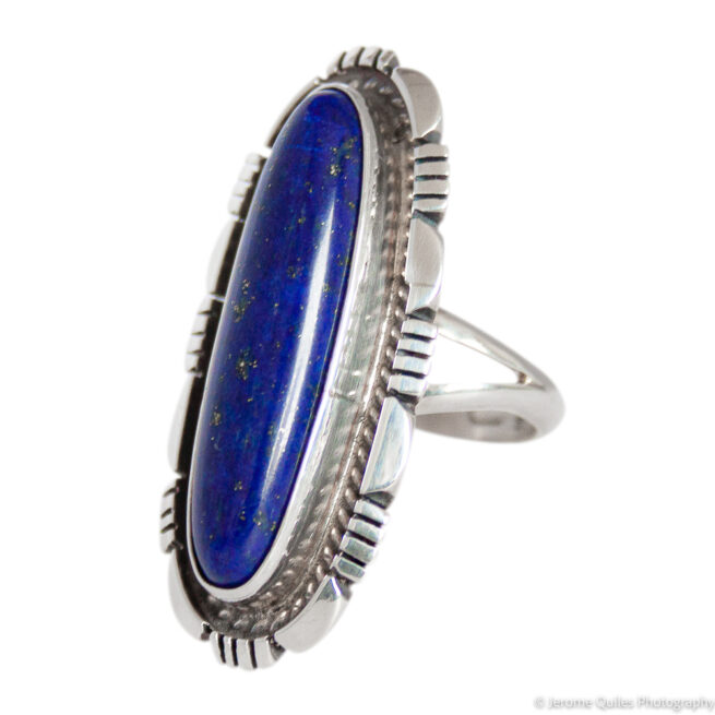 Bague Argent Lapis Lazuli Longue – Image 4