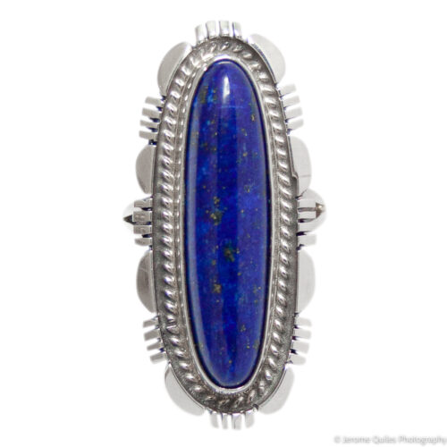Long Lapis Lazuli Silver Ring