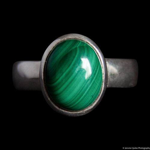 Malachite Ring Plain Silver Setting