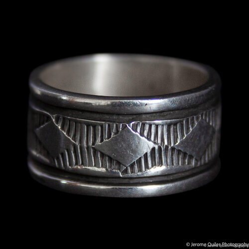 Bague Argent Motif Tapis Navajo