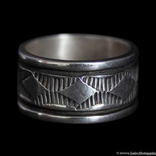 Navajo Rug Design Silver Ring