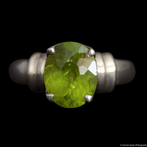 Oval Faceted Peridot Silver Ring