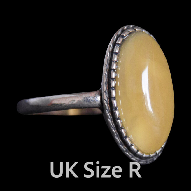 Bague Argent Ambre Jaune Ovale – Image 6