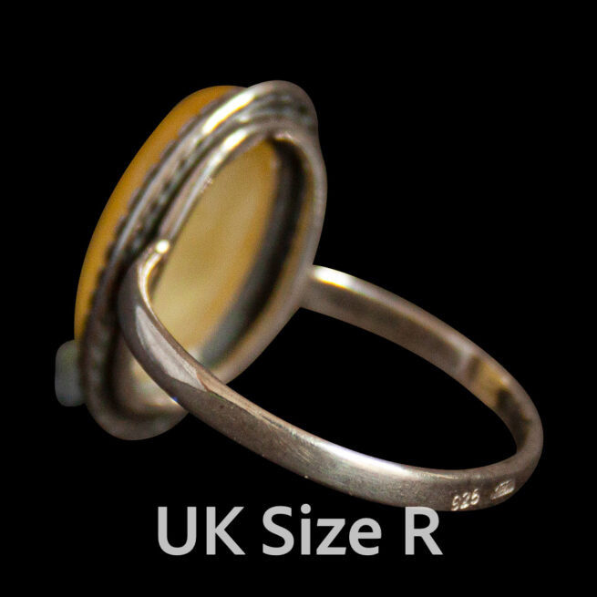 Bague Argent Ambre Jaune Ovale – Image 7