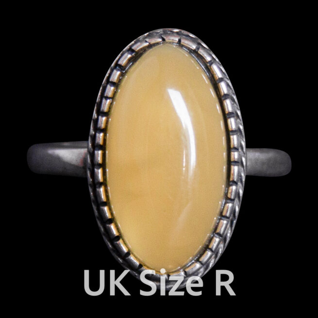 Bague Argent Ambre Jaune Ovale – Image 5