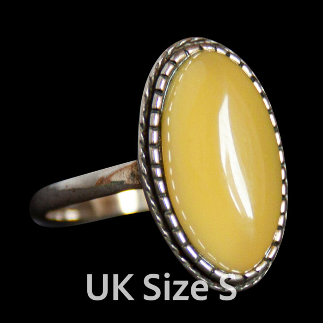 Bague Argent Ambre Jaune Ovale – Image 3