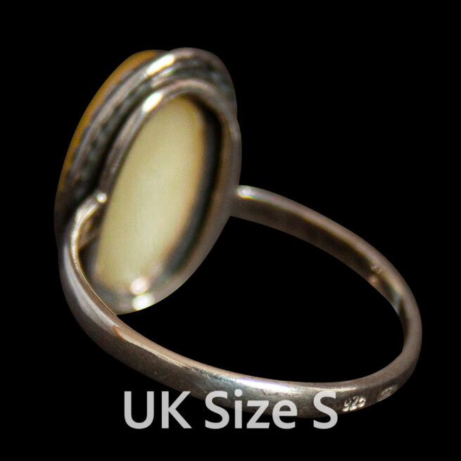 Bague Argent Ambre Jaune Ovale – Image 4