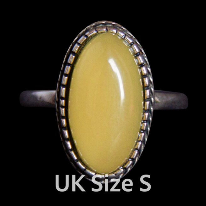 Bague Argent Ambre Jaune Ovale – Image 2