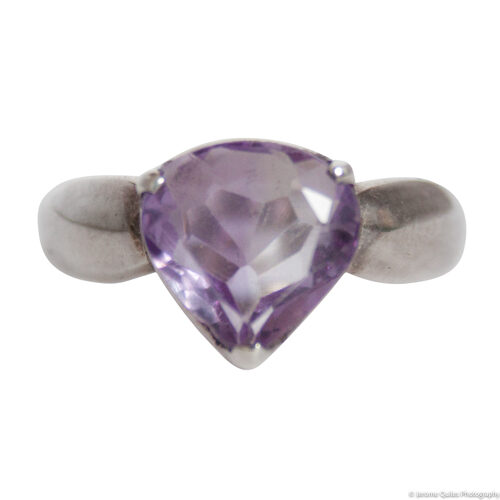 Pale Faceted Amethyst Teardrop Ring