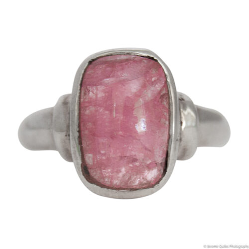 Pink Tourmalinated Quartz Silver Ring