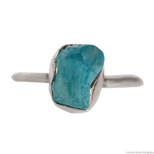 Raw Apatite Thin Silver Ring