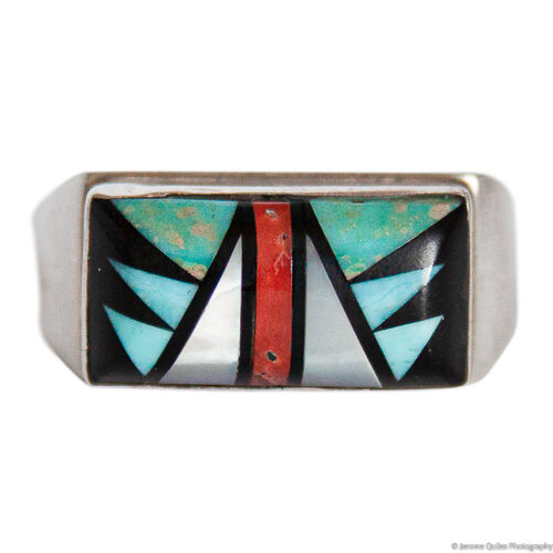 Rectangular Zuni Inlay Signet Ring