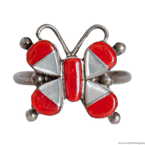 Red White Zuni Butterfly Ring