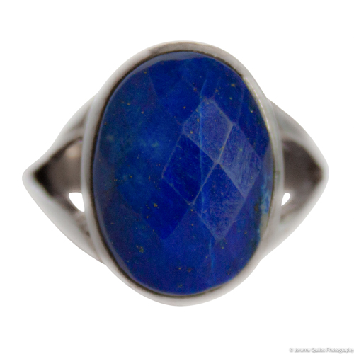 Round Faceted Lapis Lazuli Ring