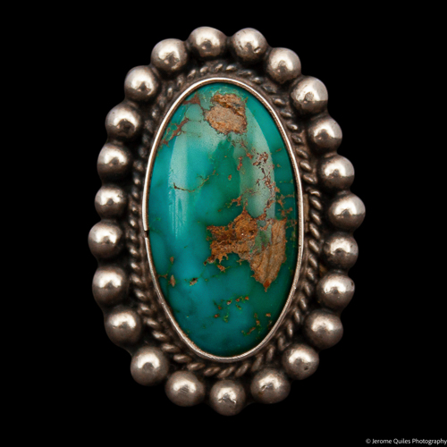 Royston Turquoise Ring Silver Dot Setting