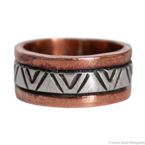 Bague Cuivre Argent Motif Zigzag