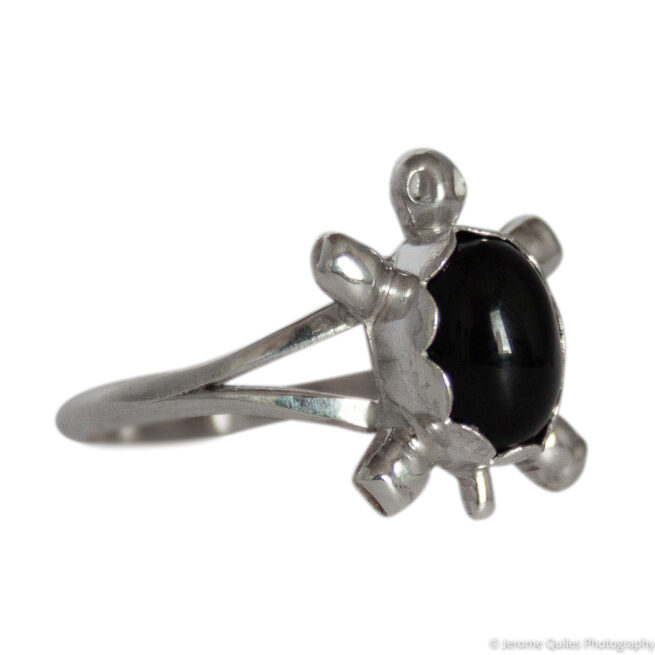 Small Black Jet Turtle Ring - Image 2
