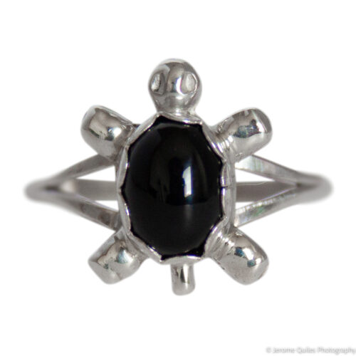 Petite Bague Tortue Jais Noir