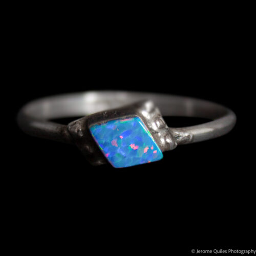 Small Blue Opal Lozenge Ring