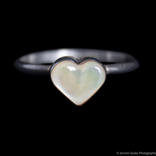 Small Golden Heart Silver Ring