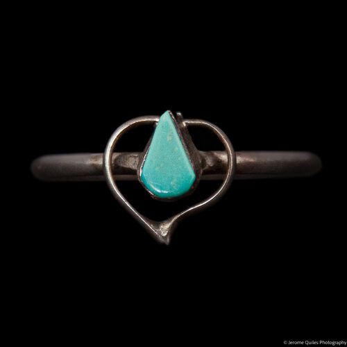Small Hollow Turquoise Heart Ring