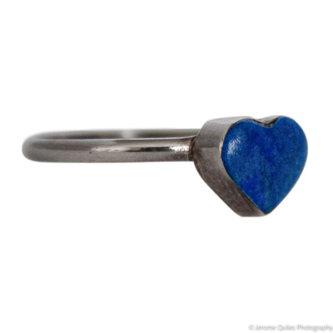 Small Lapis Lazuli Heart Ring - Image 2