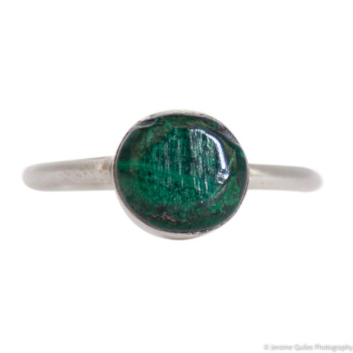 Small Malachite Dot Silver Ring