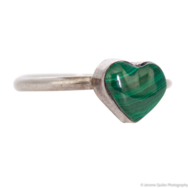 Bague Argent Petit Cœur Malachite – Image 2