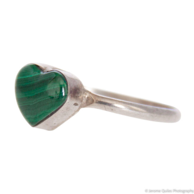 Bague Argent Petit Cœur Malachite – Image 3