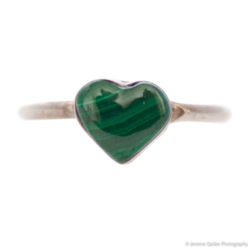 Small Malachite Heart Silver Ring