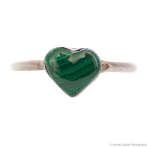 Bague Argent Petit Cœur Malachite