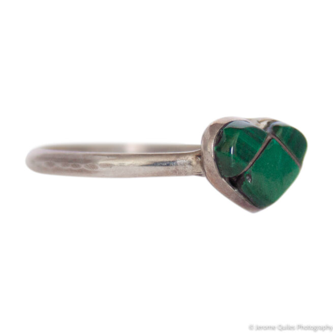 Bague Petit Cœur Tryptique Malachite – Image 2