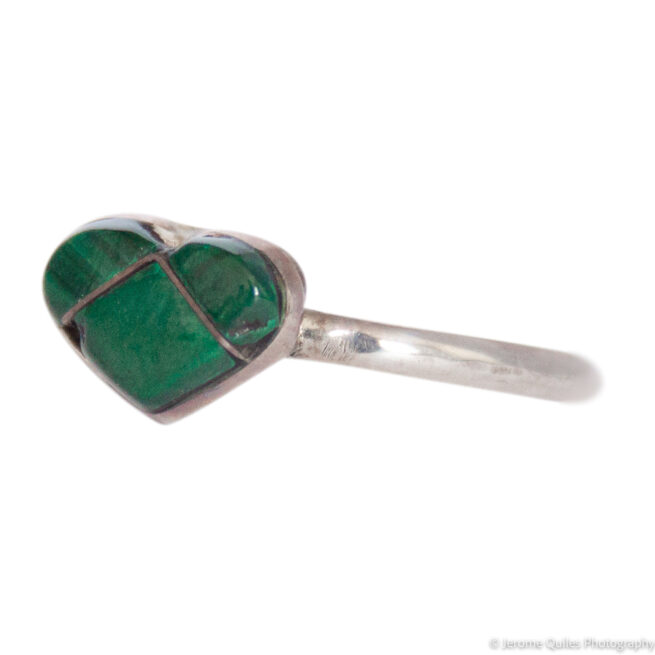 Bague Petit Cœur Tryptique Malachite – Image 3