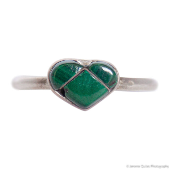 Small Malachite Tryptic Heart Ring